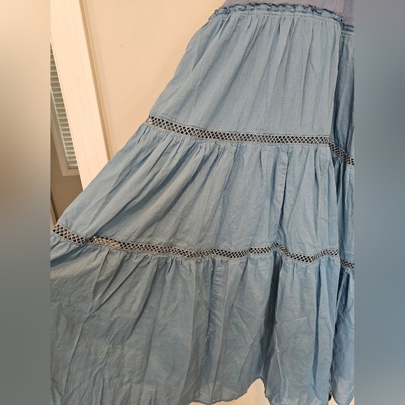 HYFVE Size Large Overall Midi Dress Cottagecore Boho Farmcore Dress Cotton Blue - Picture 6 of 11